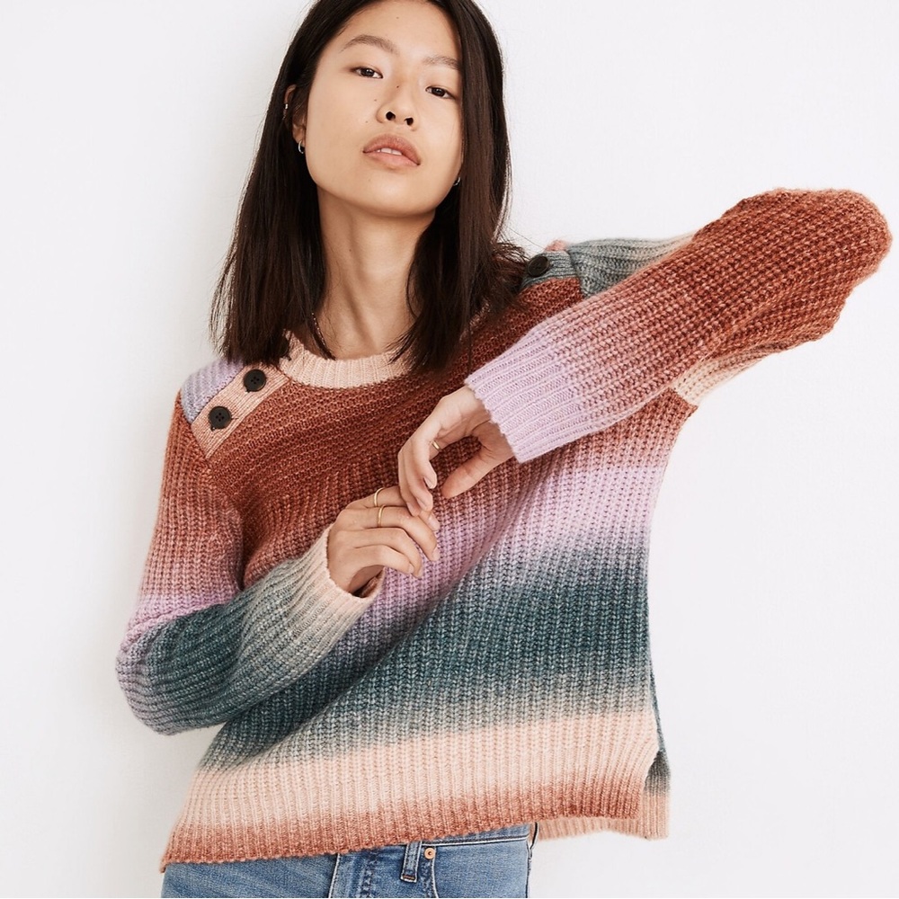 Madewell | Space-Dyed Button Shoulder Pullover Sweater Size XS